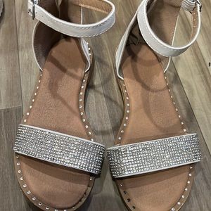 Girls white rhinestone sandals